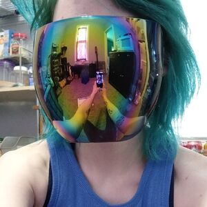 Oversized Rainbow Mirrored Shield Sunglasses - Women